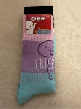 Classic Casper Graphic Crew Socks in Pink, Purple & Aqua